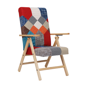 Reclining wooden armchair in Patchwork Colorado fabric - Molisana