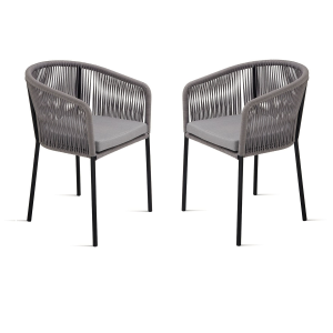 Chaise en corde gris clair structure métal JOAN 2 chaises