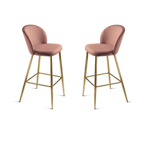 Stool in Cipria velvet with gold metal structure MEGAN 2 pieces