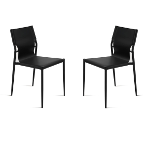 Schwarzer Kunstlederstuhl mit schwarzer Metallstruktur SVEVA 2 Stühle