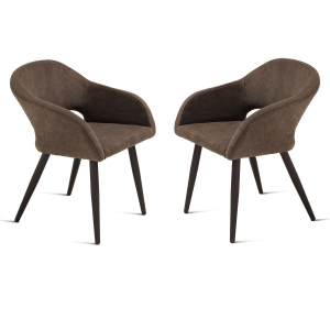 Padded chair in Brown fabric with metal structure WEST 2 chairs