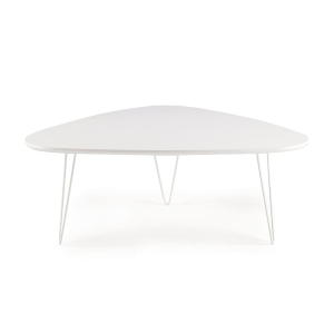 NICO coffee table, white ash shaped wooden top, metal legs