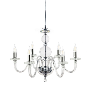 BACH hanging lamp without lampshade in transparent glass 6 CHROME LIGHTS