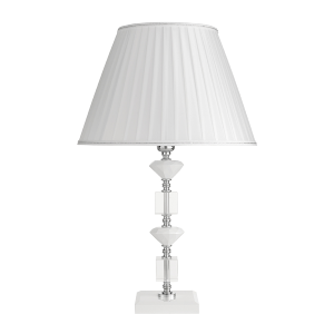 GALA table lamp in hand-worked glass with metal details WHITE LARGE