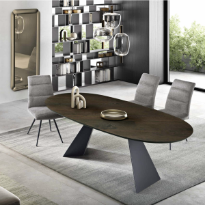 Table fixe TOKYO 210 cm avec piètement en métal noir et plateau en Chêne Thermal