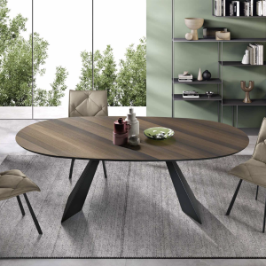 Fester Tisch TOKYO 210 cm mit schwarzem Metallgestell und Eukalyptusplatte
