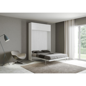 Cama abatible de 120 cm con mueble alto blanco KENTARO