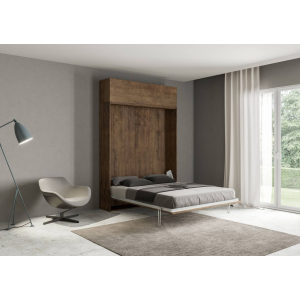 Foldaway bed 120 cm square and a half with KENTARO Walnut wall unit