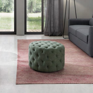 HENRY green fabric pouf with quilted-effect stitching 60x60 cm
