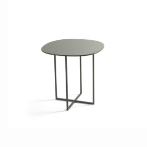 Tavolino in metallo con piano in vetro Fum base nera GINNI 50