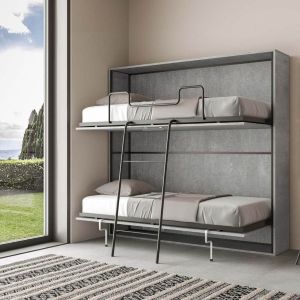Horizontal foldaway bunk bed - KANDO double concrete
