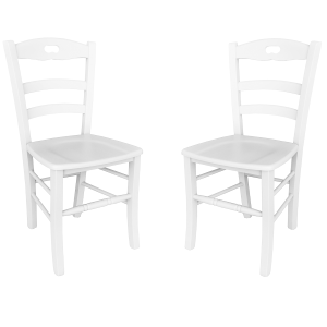 Küchenstuhl mit Holzsitz LOIRE Lackiert Weiß SET 2-TLG