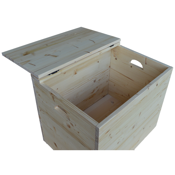 008582 - Cassapanca pouf contenitore in legno massello NATURALE cm 58 