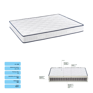 One and a half mattress with SPRINGS in polyester and polypropylene fabric 120x190 CM