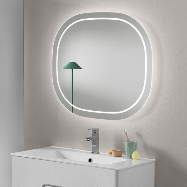 011102 - Specchio da bagno sagomato HELIOS 72 cm con LED frontale 4000K 