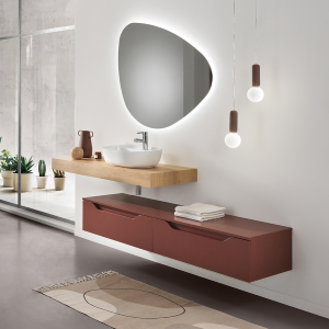MIXI M suspended bathroom cabinet with double module and top with sink
