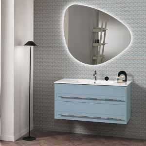 Meuble de salle de bain suspendu ZOE 80 cm Denim avec 2 tiroirs
