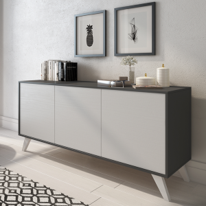 Modern wooden sideboard with 3 doors 154 cm - SOTO GRAPHITE