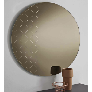Round mirror D110 cm with ASTRO Bronze engraved decoration