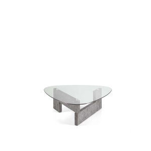 Mesa de centro con tapa de cristal, base de hormigón CASTORE
