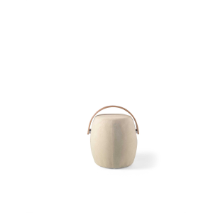 Pouf in beige fabric 54 cm with wooden handle LOU