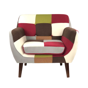 LEVANTE armchair with patchwork fabric pouf