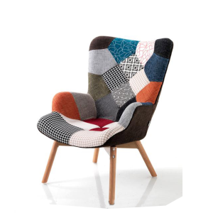 VERONICA relax armchair in patchwork fabric with armrests
