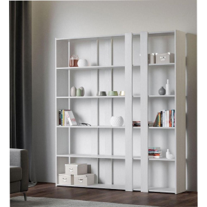 Librería 178x204h cm en madera de Fresno Blanco con 6 estantes - KATO A