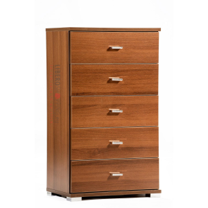 Chest of 5 wooden drawers 53x91h cm Walnut