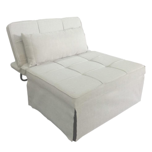 Pouf armchair convertible into a gray fabric bed